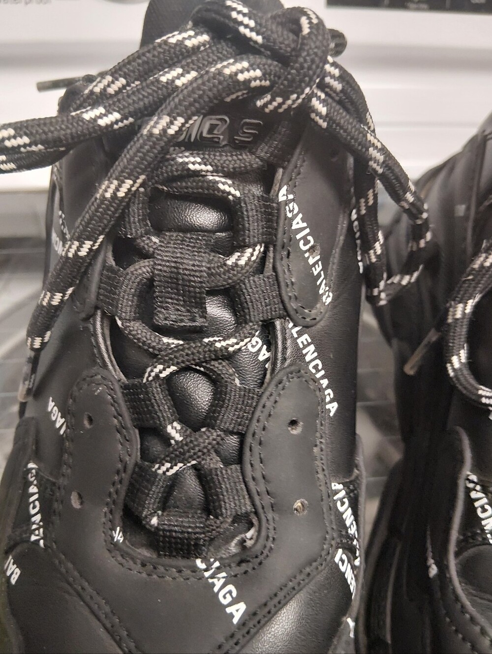 Balenciaga Black Triple S Lace-Up allover Logo Sneakers(Yes Their Real!!!) - Picture 3 of 16